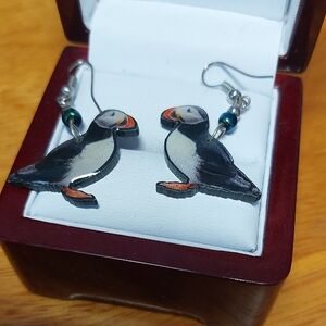 Puffin Bird Earrings Lightweight Acrylic